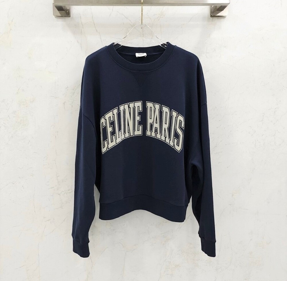 [럭스유] XS / 셀린느 네이비 로고 오버사이즈 맨투맨 2Y64G510Z