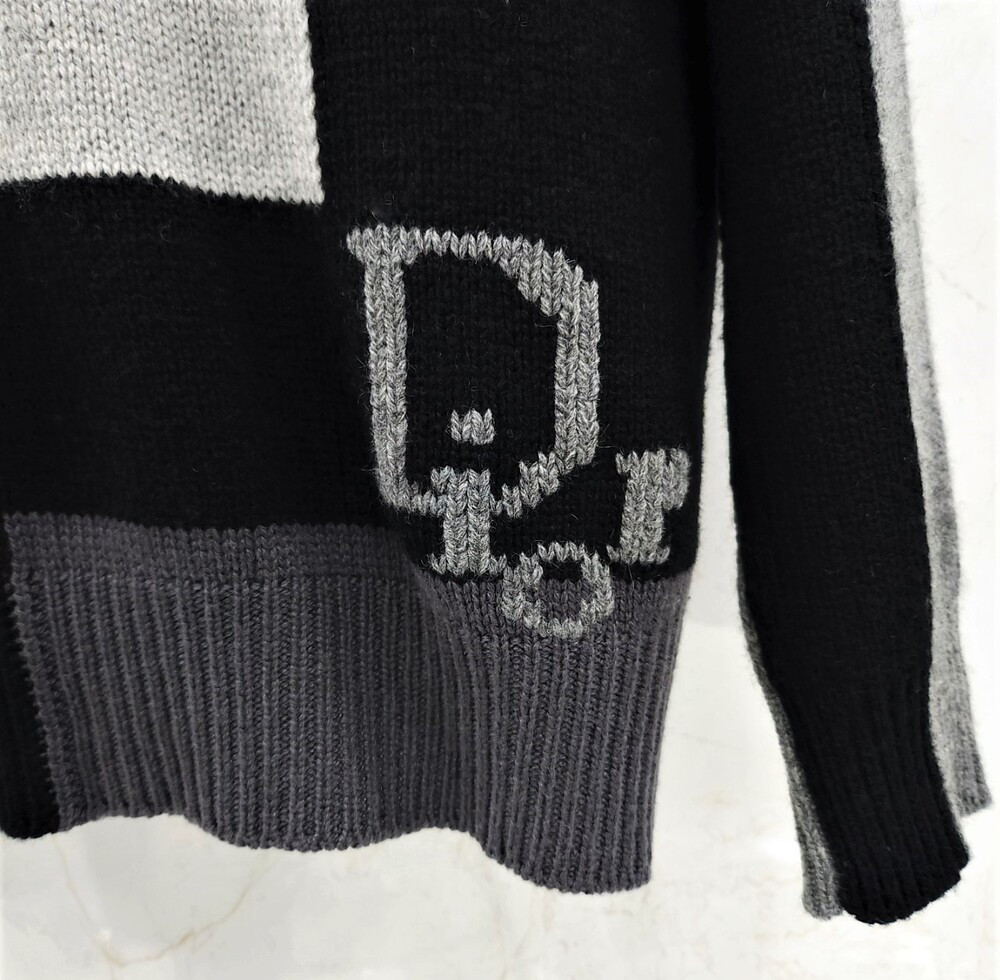 [럭스유] 36 / 디올 체크 로고 캐시미어 니트