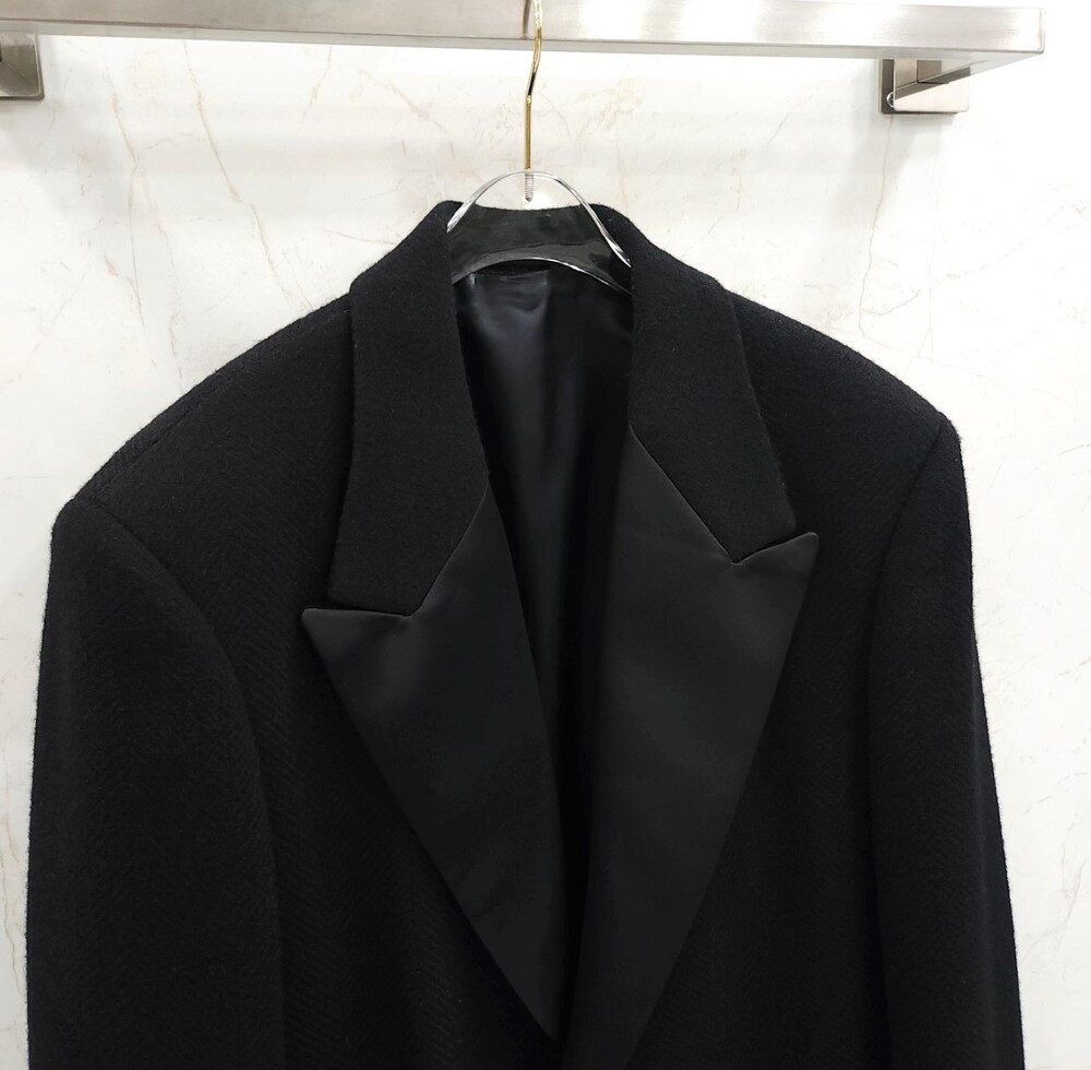 [럭스유] 46 / 라프시몬스 헤링본 블랙 울 롱 코트