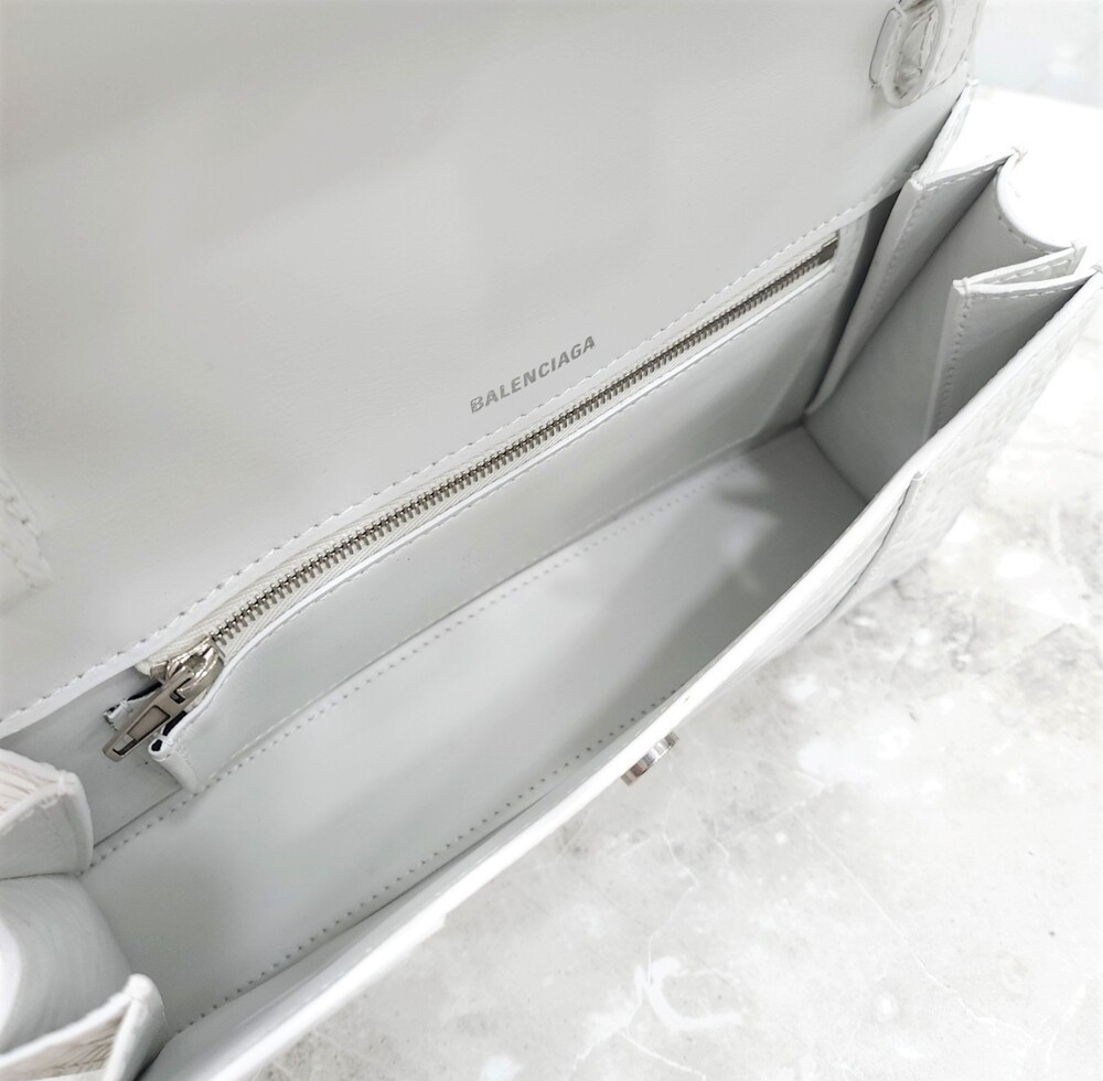 [럭스유] 발렌시아가 아워글래스 크록 엠보시드 레더 숄더백