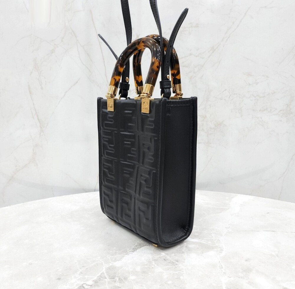 [럭스유] 펜디 블랙 미니 선샤인 FF 쇼퍼 레더백