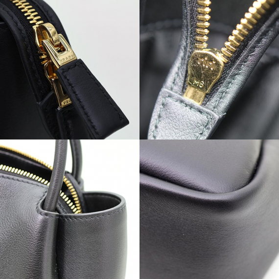 Prada(프라다) 1BA444 블랙 소프트 그레인 레더 트라이앵글 로고 달링 미디움 숄더백