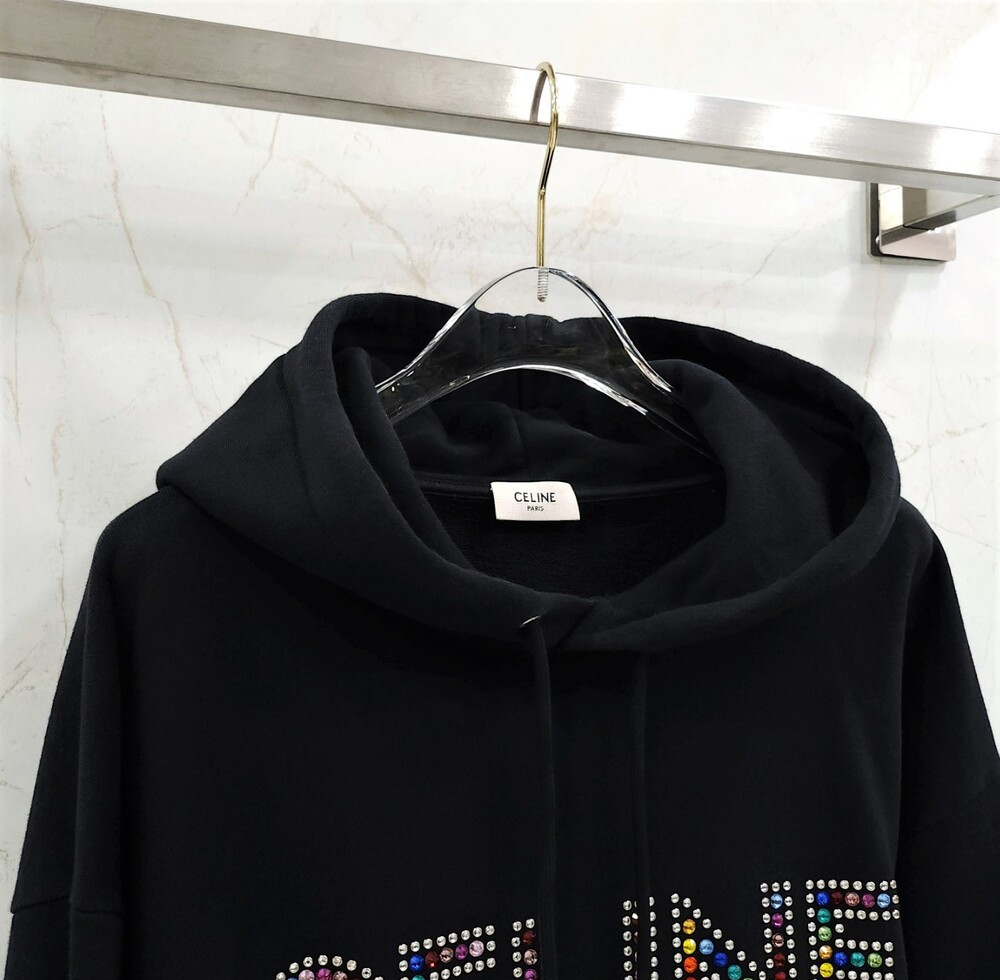 [럭스유] M / 셀린느 스트라스 라인스톤 후드 블랙 멀티컬러 2Y87B670Q