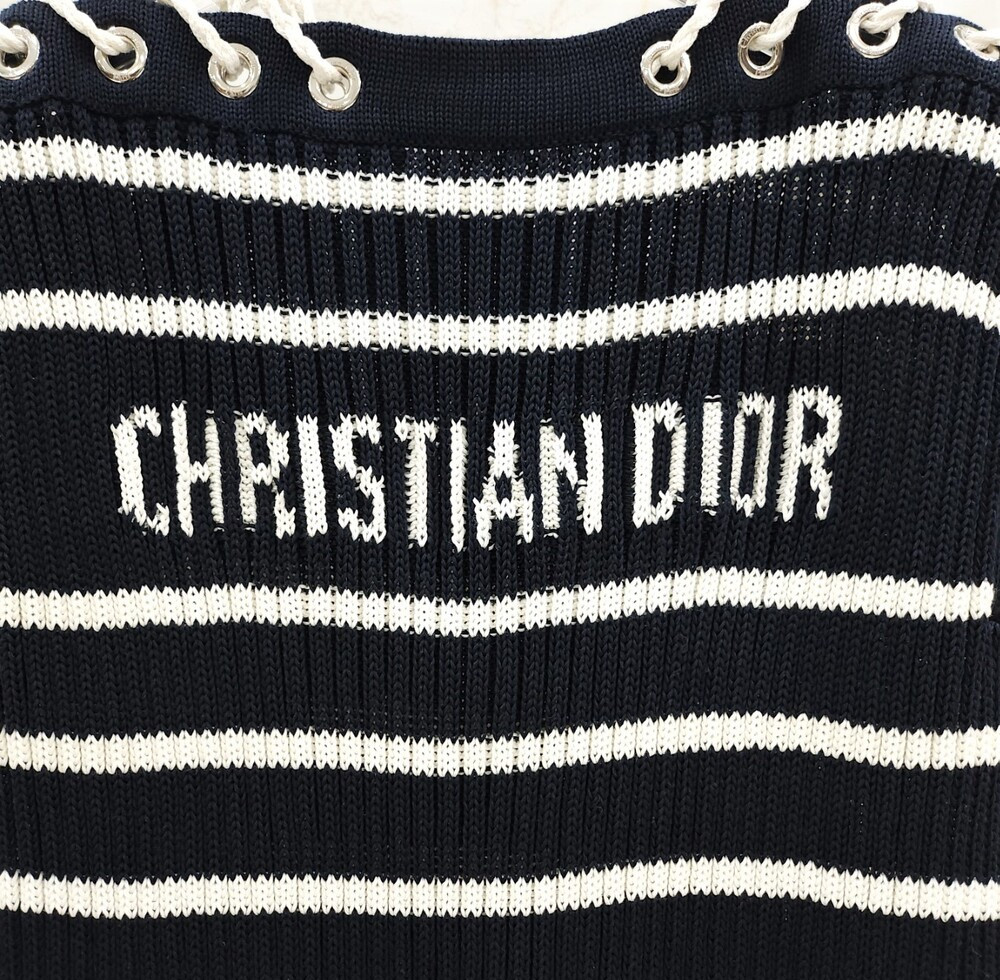 [럭스유] (새상품) 34 / 디올 리비에라 레이스업 캡 슬리브 스웨터 544S48A7042