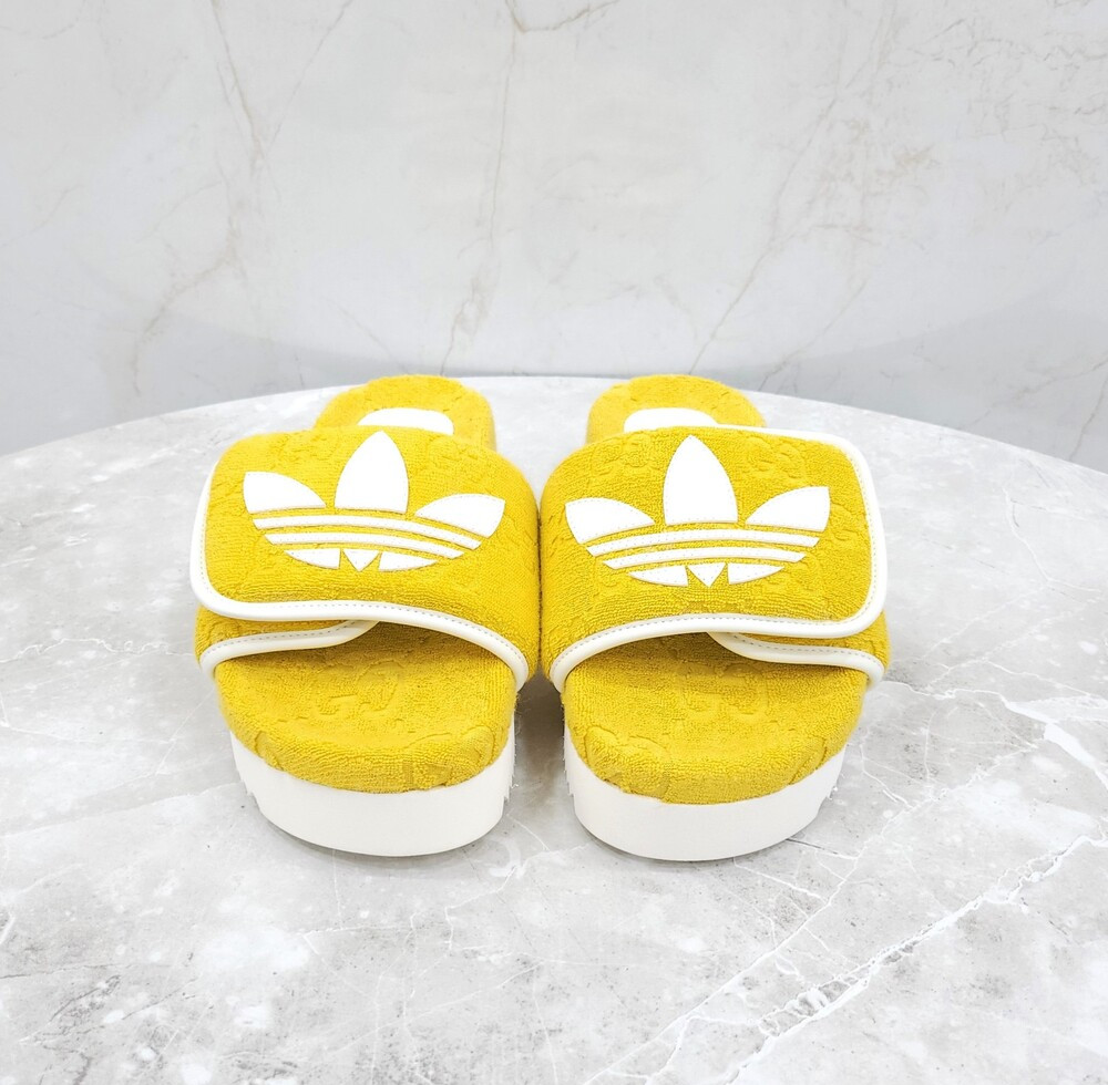 [럭스유] (새상품) 37 / 구찌 X 아디다스 GG 플랫폼 샌들 옐로우 702412