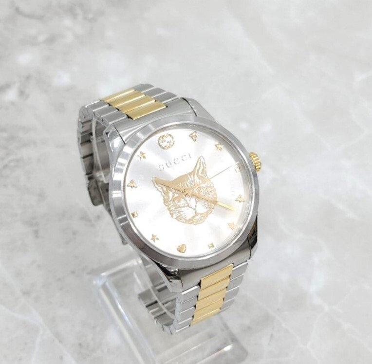 [럭스유] 구찌 G 타임리스 캣워치 메탈 시계 YA1264074