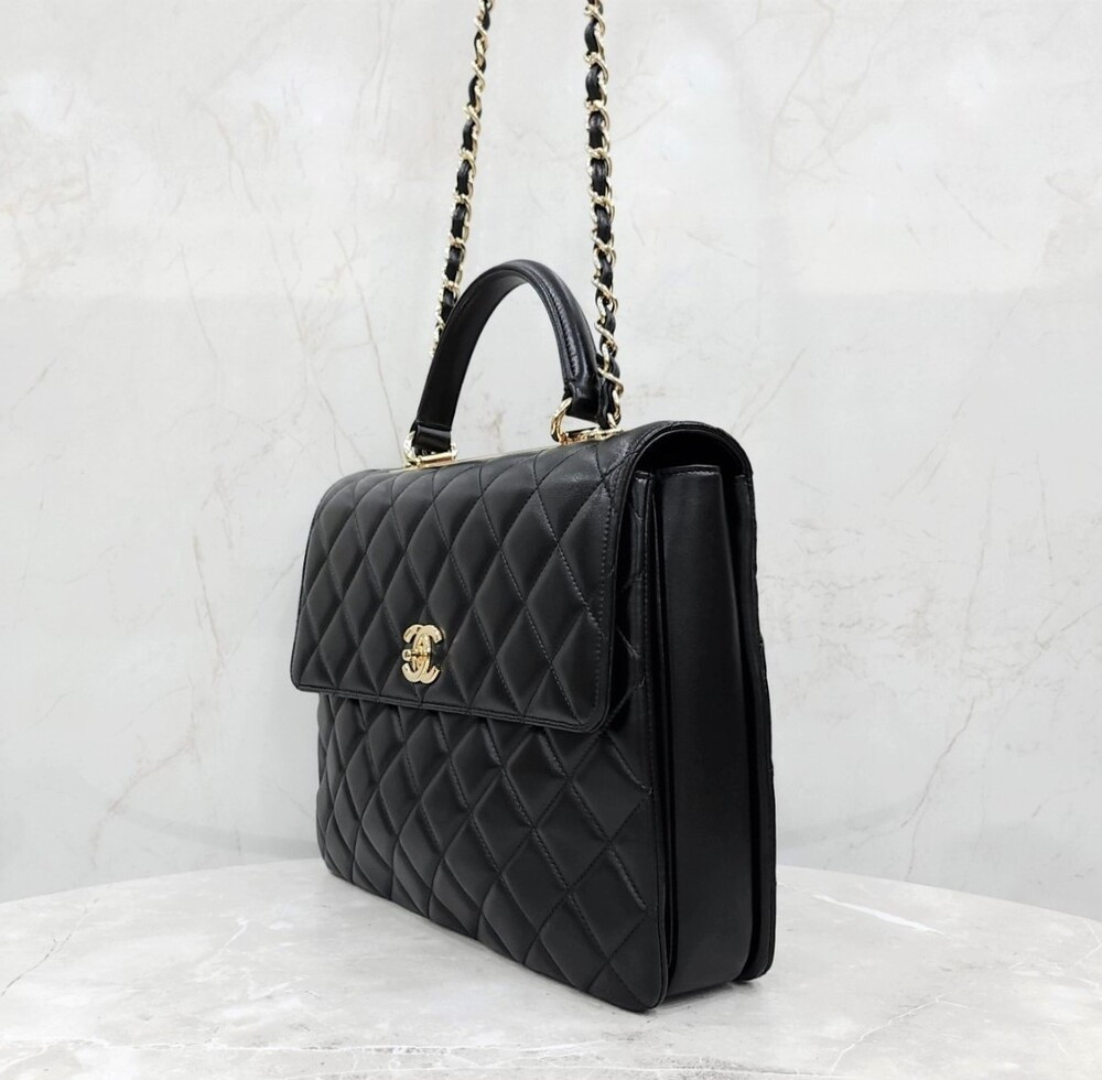 [럭스유] 샤넬 블랙 트렌디 CC 라지 탑핸들 체인 숄더백 23번대 A92237