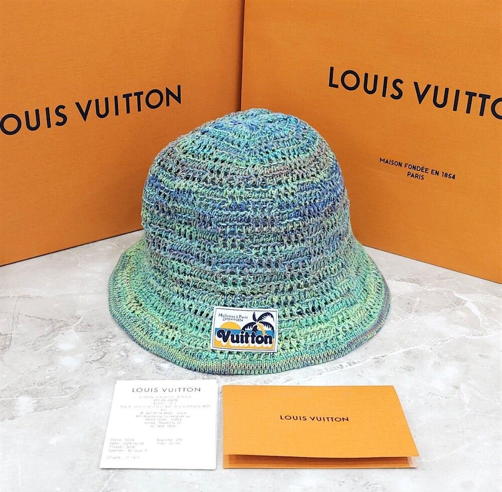 [럭스유] (새상품) 루이비통 다미에 팜트리 크로셰 햇 L M7557L