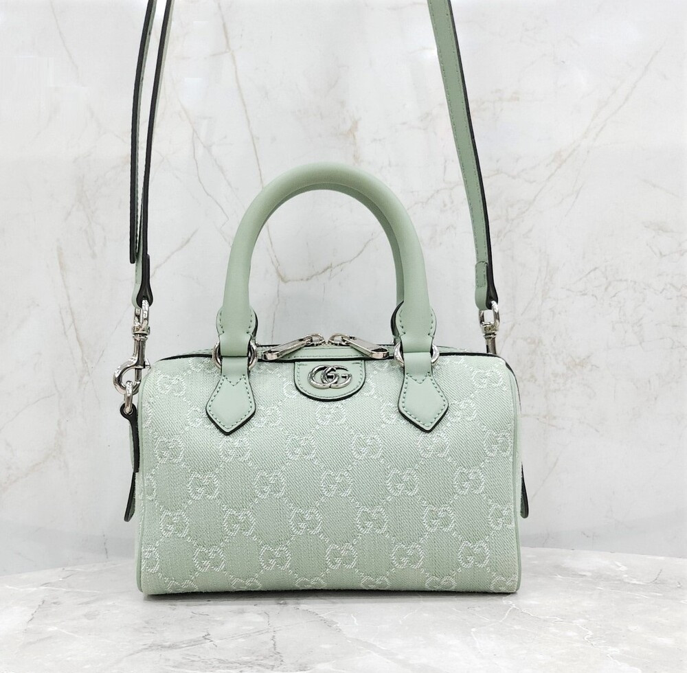 [럭스유] 구찌 오피디아 GG 미니 탑핸들 백 페일 그린 데님 772053