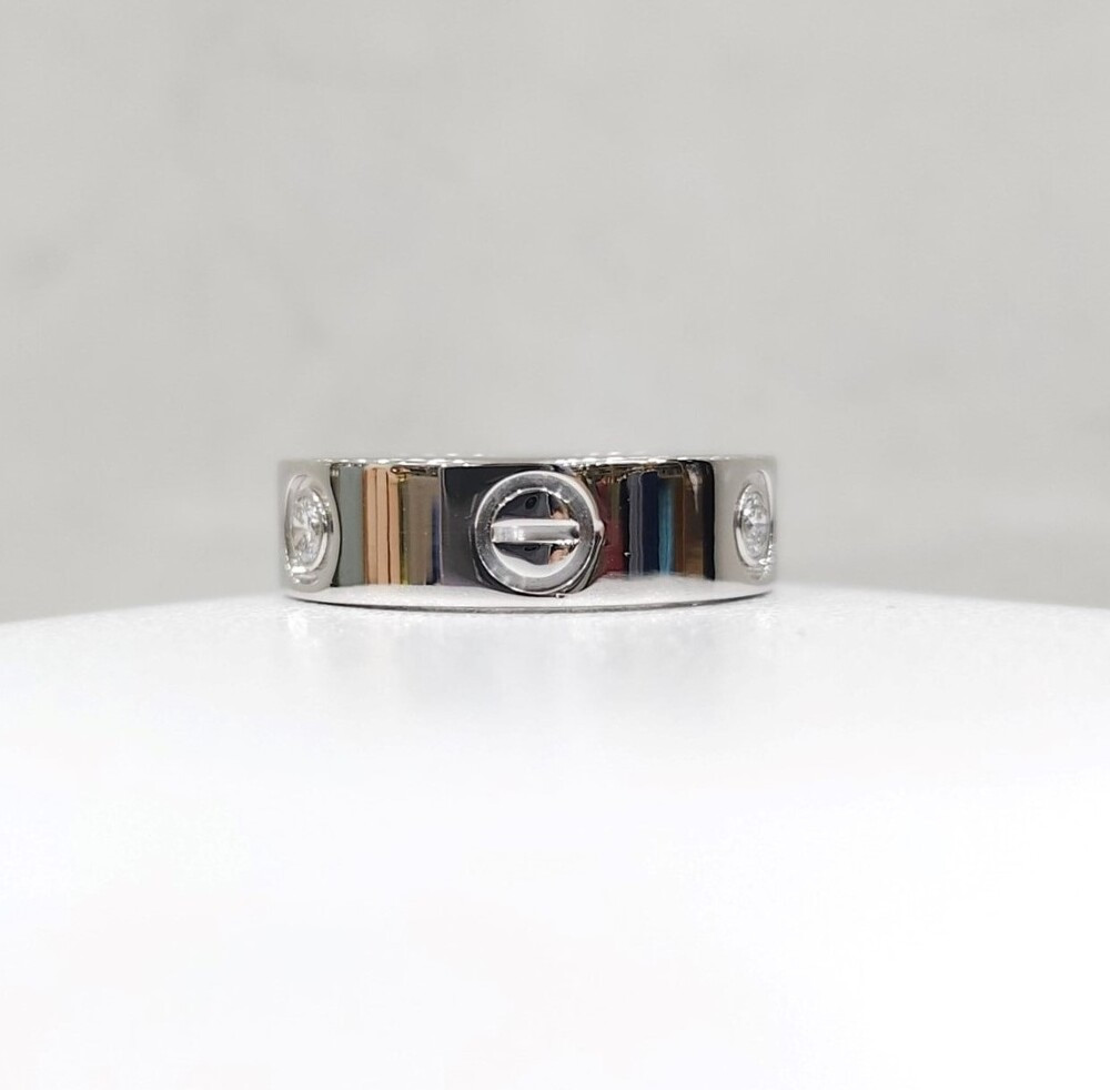 [럭스유] 까르띠에 화이트골드 다이아 3P 러브밴드 링 51호 B4032500