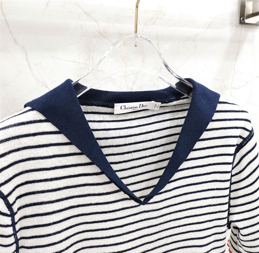 [럭스유] 40 / 디올 리비에라 마리니에르 모티프 스웨터 니트 반팔 444S67AM785