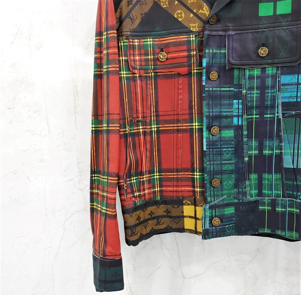 [럭스유] (새상품) 46 / 루이비통 로우 엣지 멀티체크 레더 자켓 1A98CD