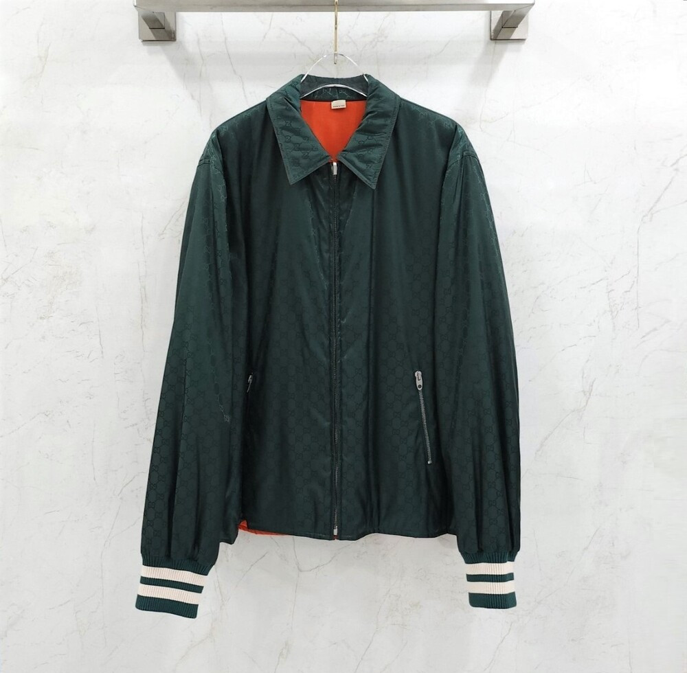 [럭스유] (새상품) 48 / 구찌 그린 리버서블 GG 나일론 자카드 자켓