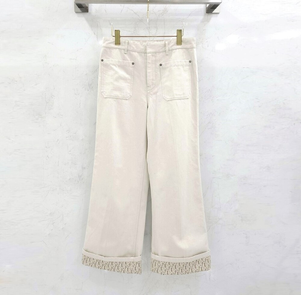 [럭스유] (새상품) 40 / 디올 오블리크 플레어 진 에크루 코튼 데님 522P04A3050