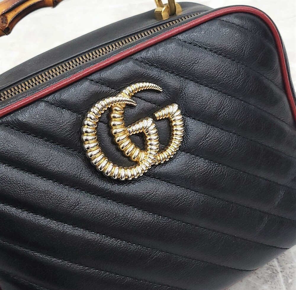 [럭스유] 구찌 GG 마몽 뱀부 탑핸들 체인 숄더백 602270