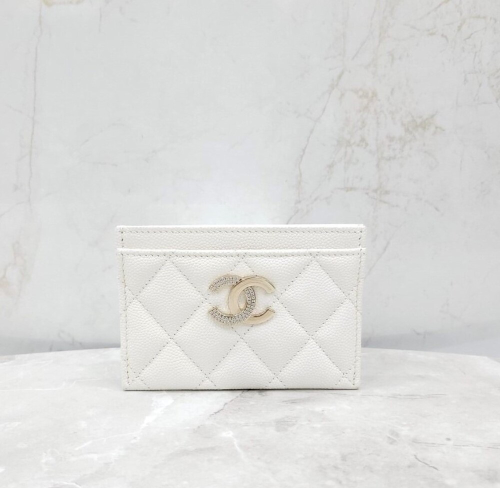 [럭스유] 샤넬 CC로고 카드홀더 캐비어 화이트
