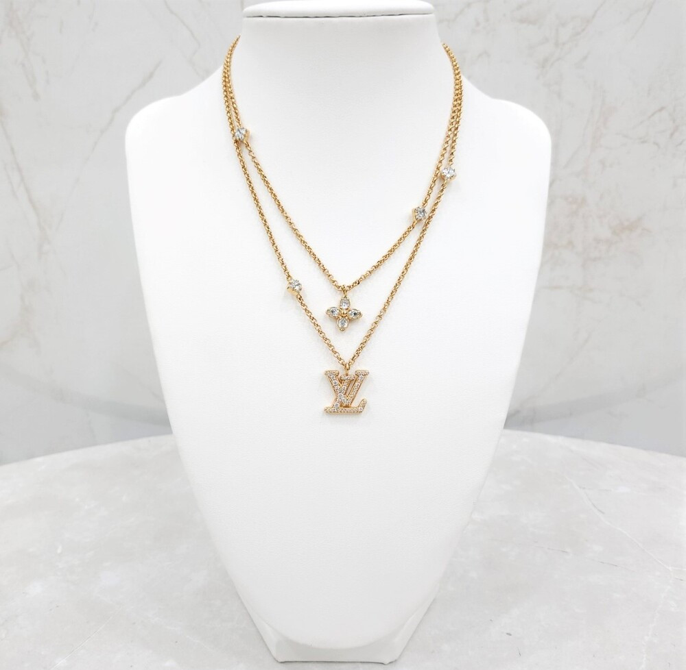 [럭스유] (새상품) 루이비통 LV 레이디 플라워 큐빅 목걸이 M01845