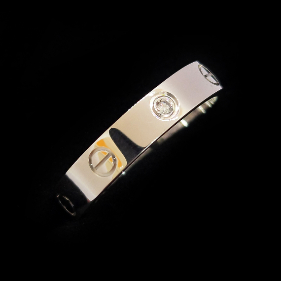 까르띠에 러브링 화이트골드 1P 다이아 58호 반지 전시상품급 B40505