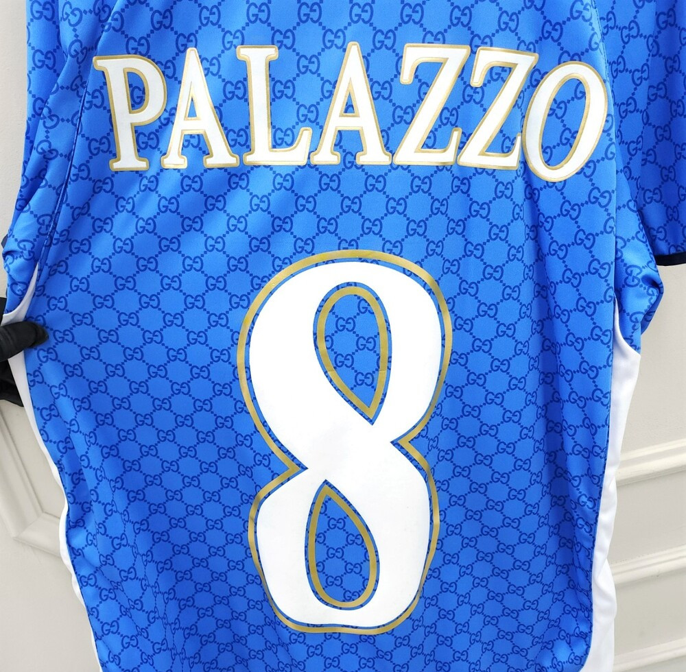 [럭스유] L / 구찌 X 팔라스 프린트 올오버 GG 테크니컬 저지 반팔 티셔츠