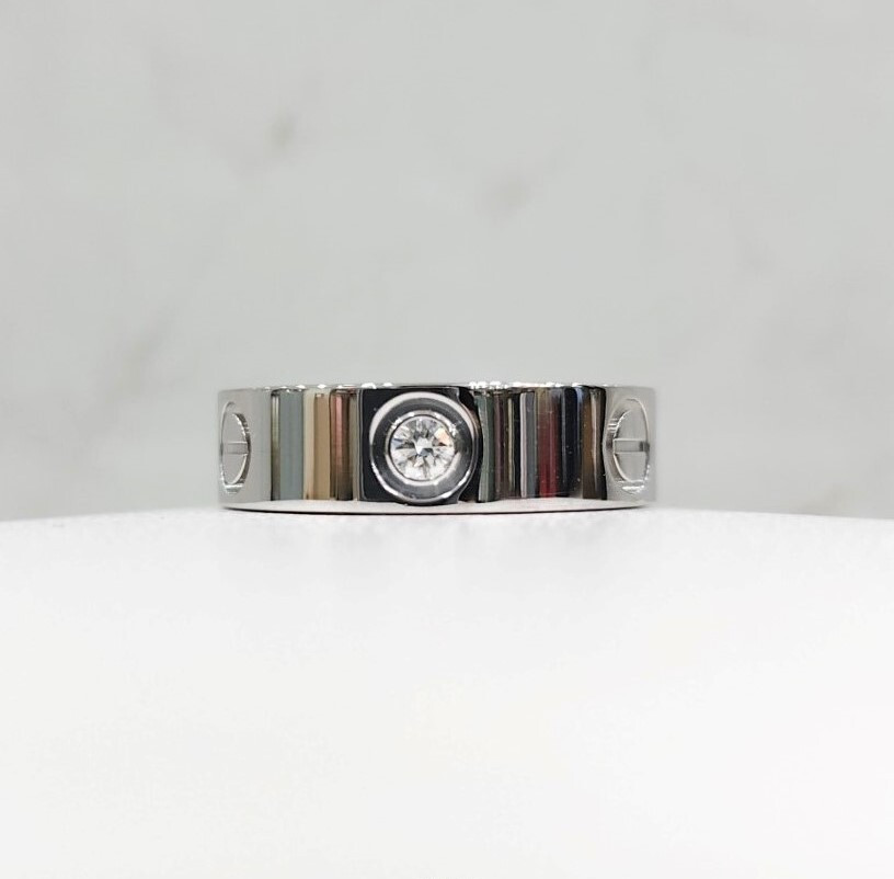 [럭스유] 까르띠에 다이아 3P 화이트골드 러브밴드 링 53호