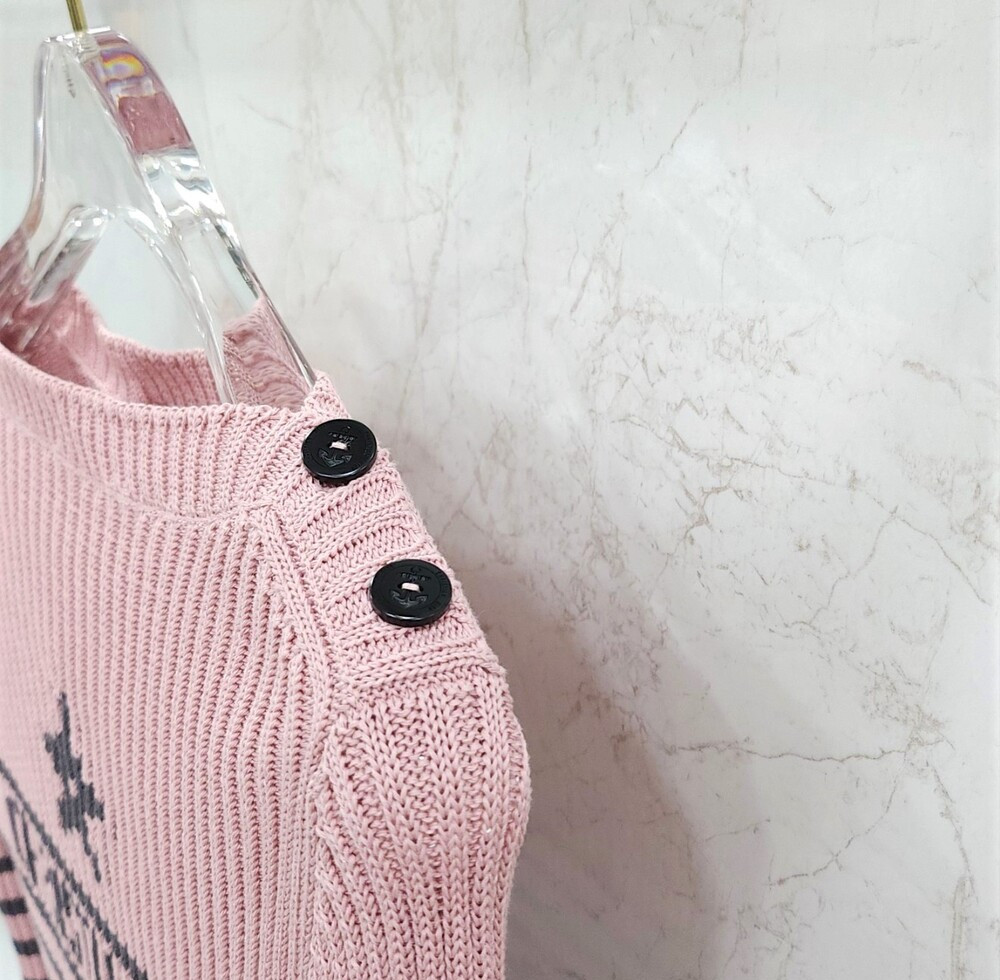 [럭스유] (새상품) 36 / 디올 리비에라 코튼 니트 핑크 그레이