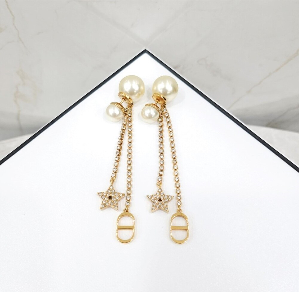 [럭스유] (새상품) 디올 트라이벌 크리스탈 스타 진주 귀걸이 E1270TRICY