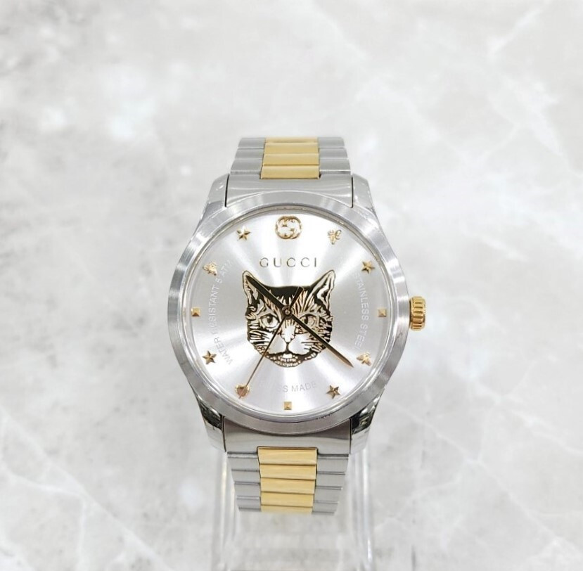 [럭스유] 구찌 G 타임리스 캣워치 메탈 시계 YA1264074