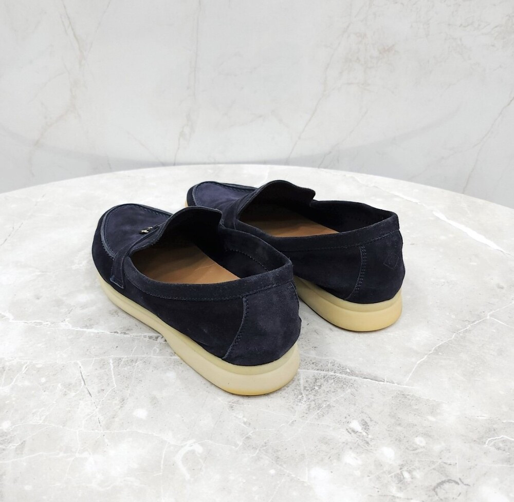 [럭스유] 36.5 / 로로피아나 네이비 썸머 참스 스웨이드 로퍼