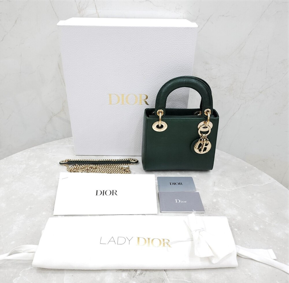 [럭스유] 디올 그린 리자드 레이디 디올 미니 백 M0505OLER