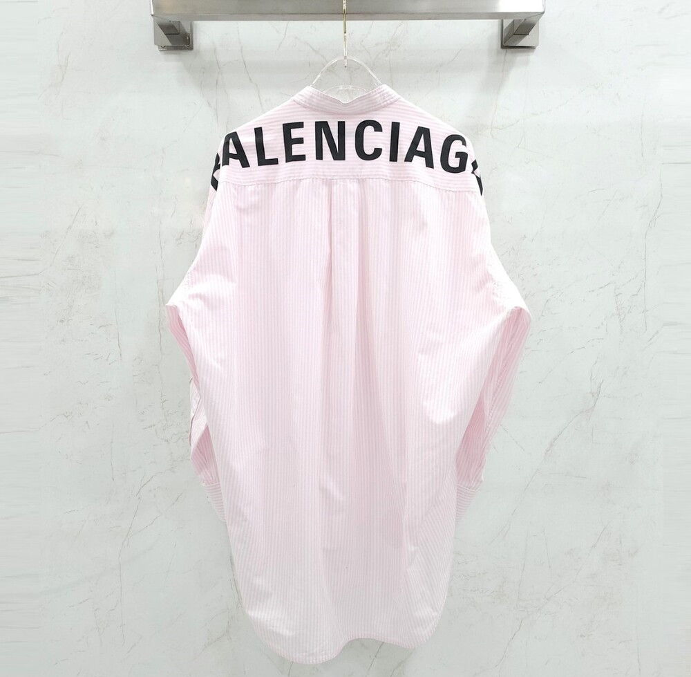 [럭스유] (새상품) 32 / 발렌시아가 핑크 스트라이프 백로고 뉴 스윙 셔츠