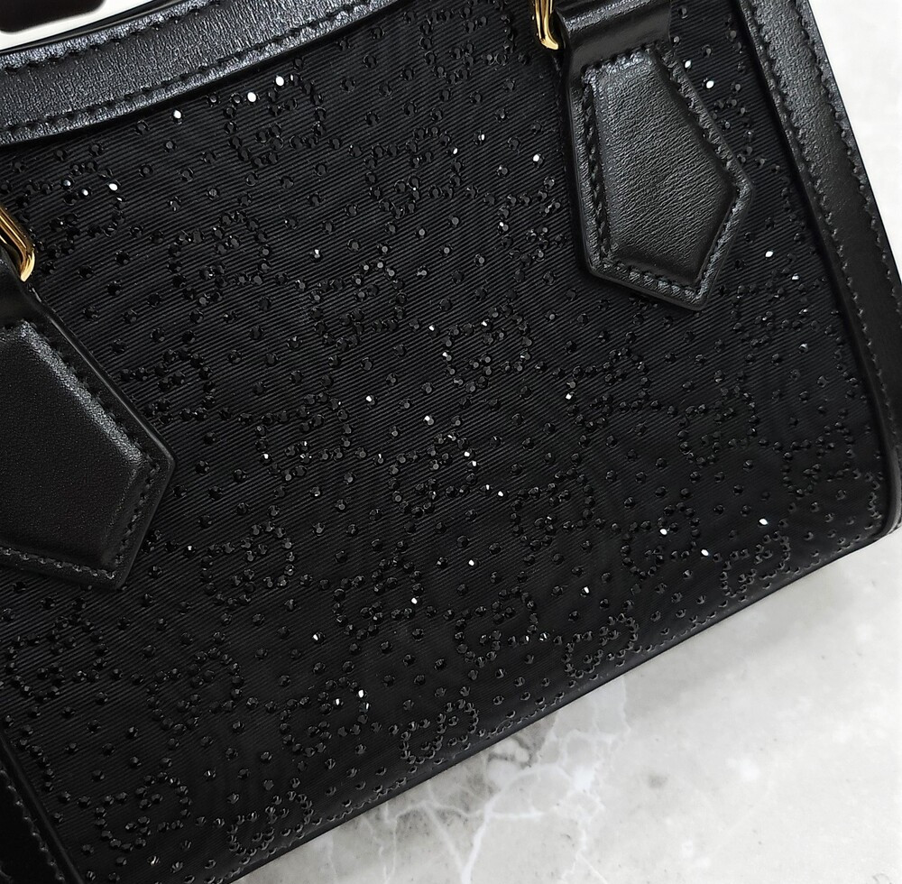 [럭스유] (새상품) 구찌 GG 블랙 크리스탈 다이애나 뱀부 토트백 미니 707449