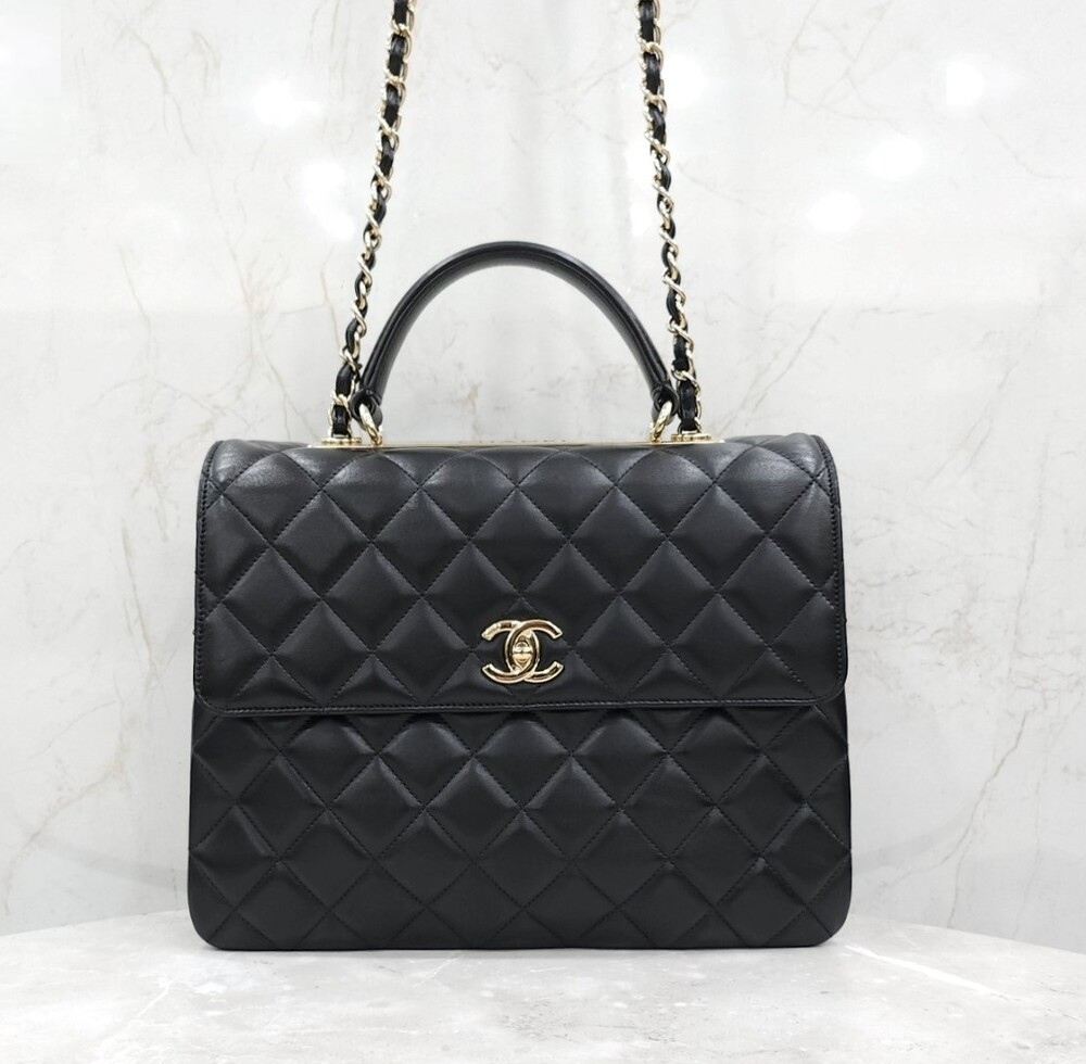 [럭스유] 샤넬 블랙 트렌디 CC 라지 탑핸들 체인 숄더백 23번대 A92237