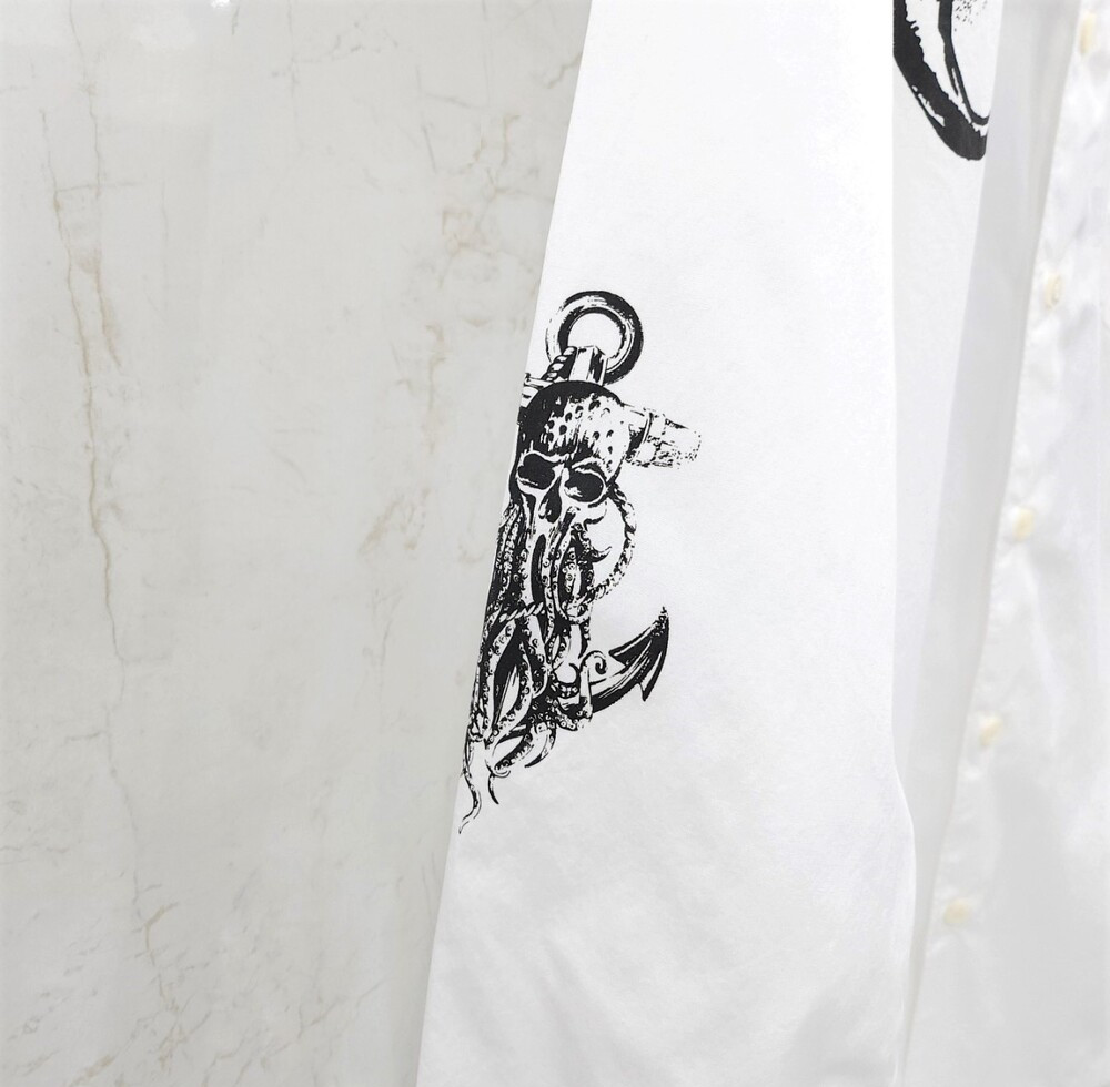 [럭스유] 38 / 프라다 삼각로고 프린팅 화이트 코튼 셔츠 UCN425