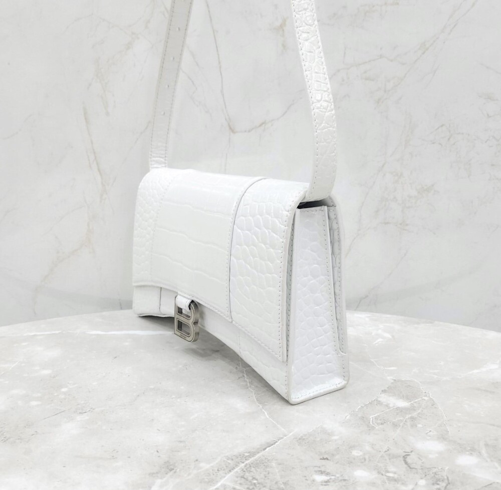 [럭스유] 발렌시아가 아워글래스 크록 엠보시드 레더 숄더백