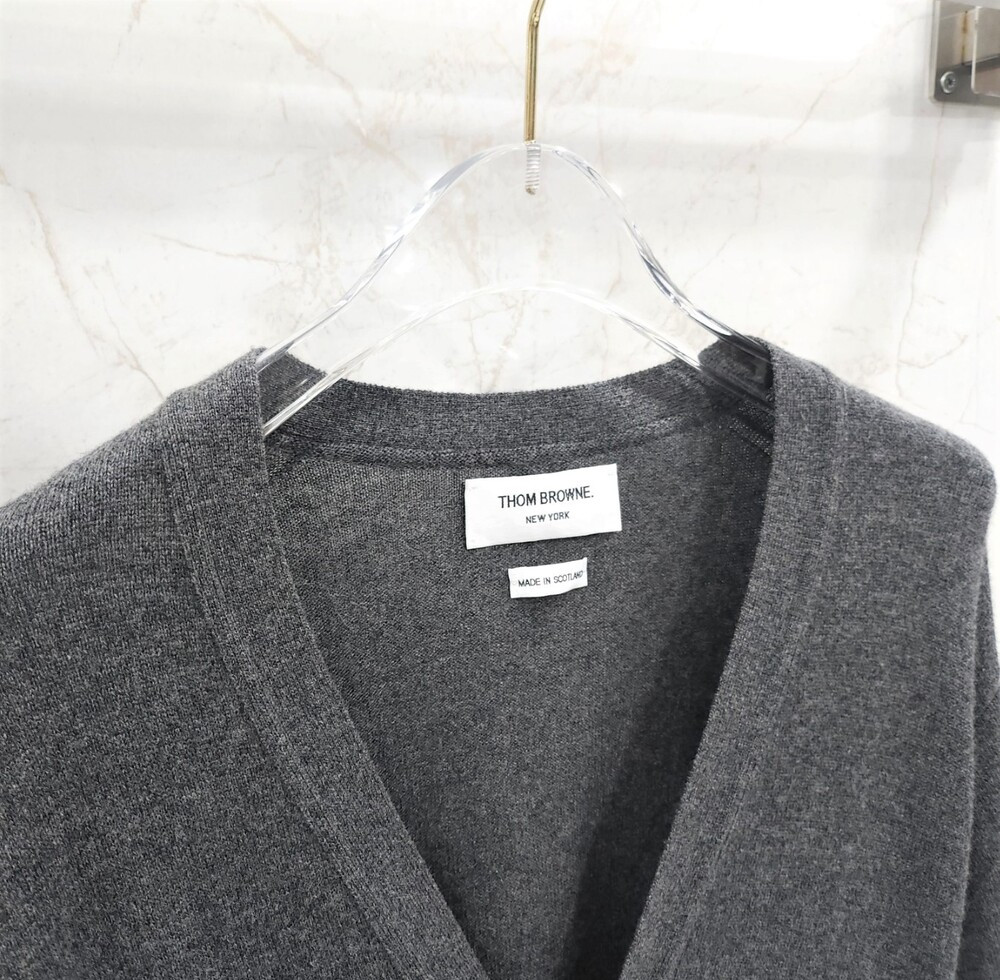 [럭스유] 2 / 톰브라운 그레이 사선 히든절개 캐시미어 가디건