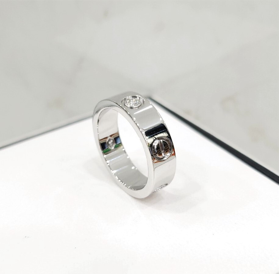 [럭스유] 까르띠에 다이아 3P 화이트골드 러브밴드 링 53호