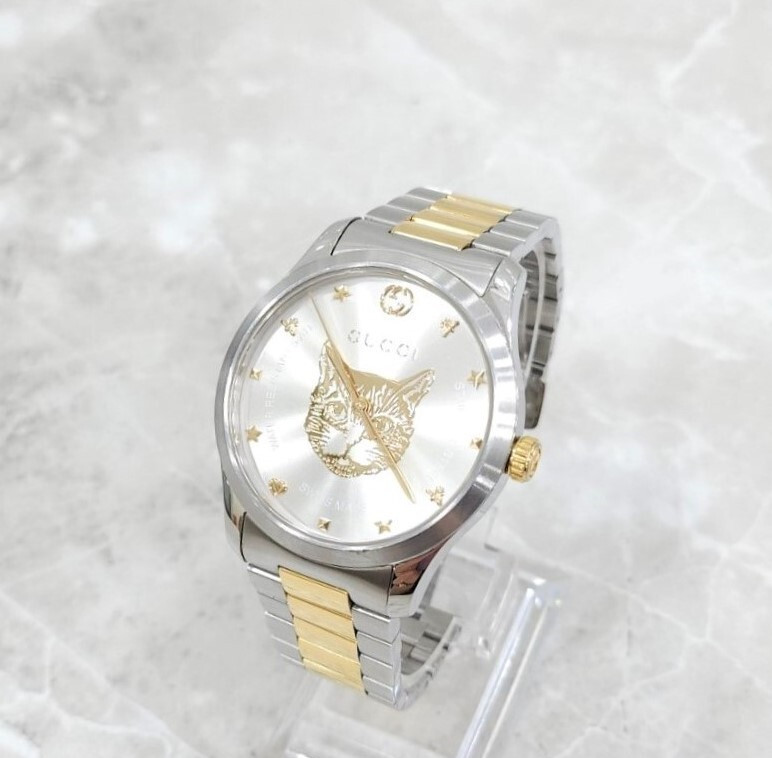 [럭스유] 구찌 G 타임리스 캣워치 메탈 시계 YA1264074