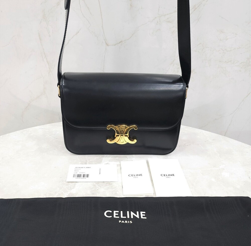 [럭스유] 셀린느 클래식 트리옹프 숄더백 샤이니 카프스킨 187363BF4.38NO