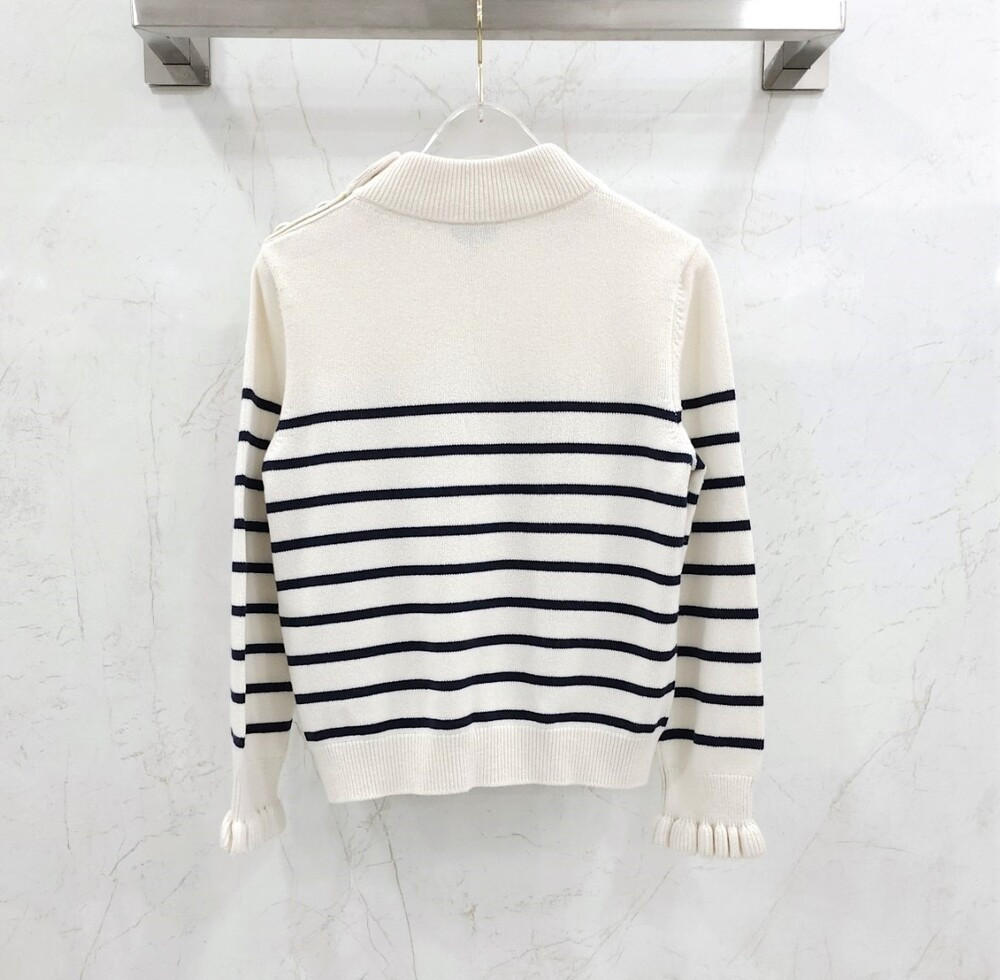 [럭스유] 36 / 샤넬 23C CC로고 시퀸 스트라이프 캐시미어 니트 P74227