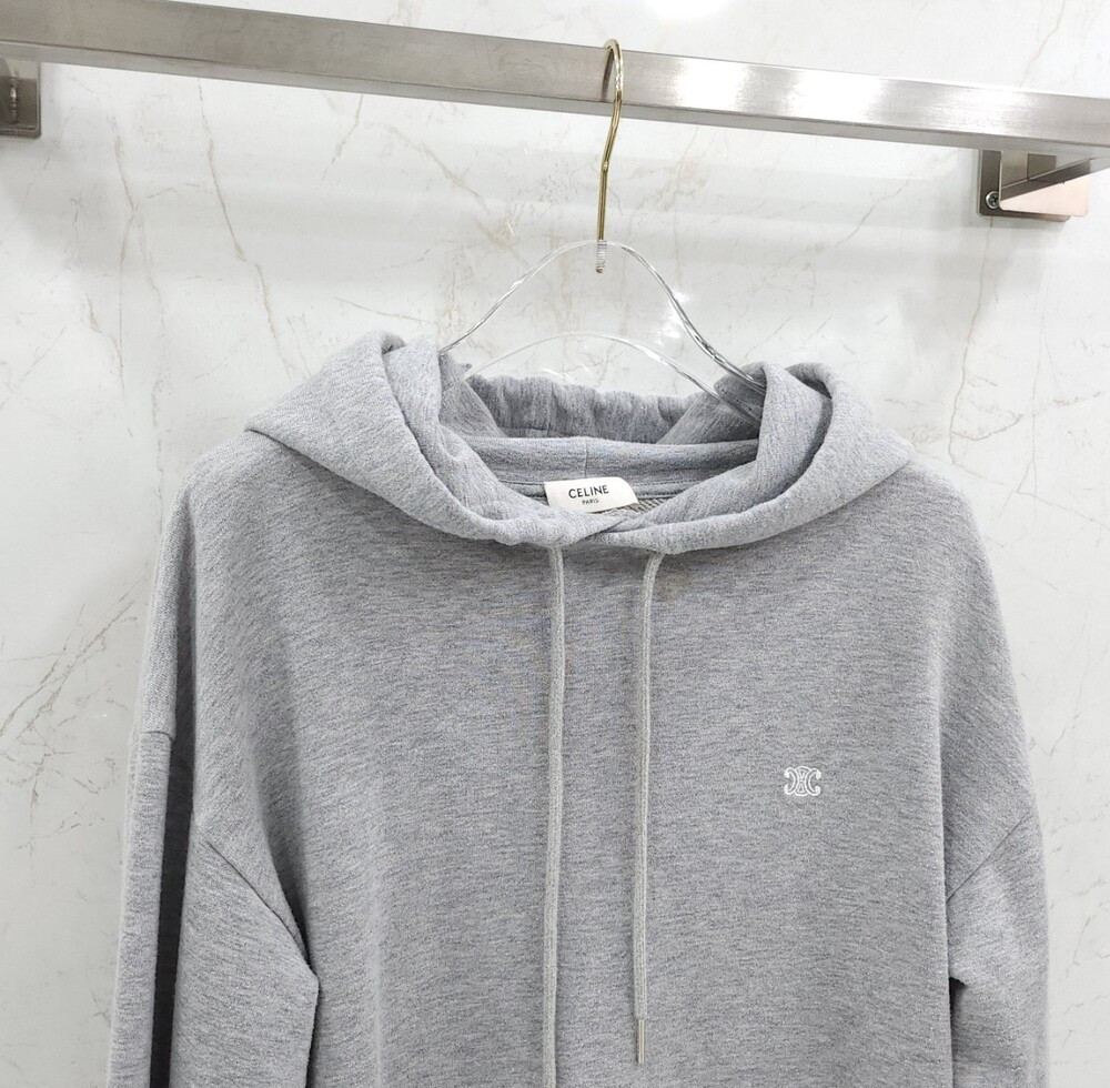 [럭스유] XS / 셀린느 로고 코튼 캐시미어 후드 그레이 2Y377450I