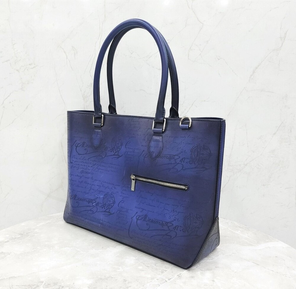 [럭스유] 벨루티 유토피아 블루 스크리토 레더 토트백