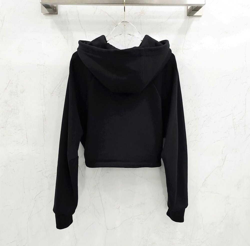 [럭스유] (새상품) M / 로에베 여성 레더 패치 블랙 코튼 크롭 후드 S359Y25X41