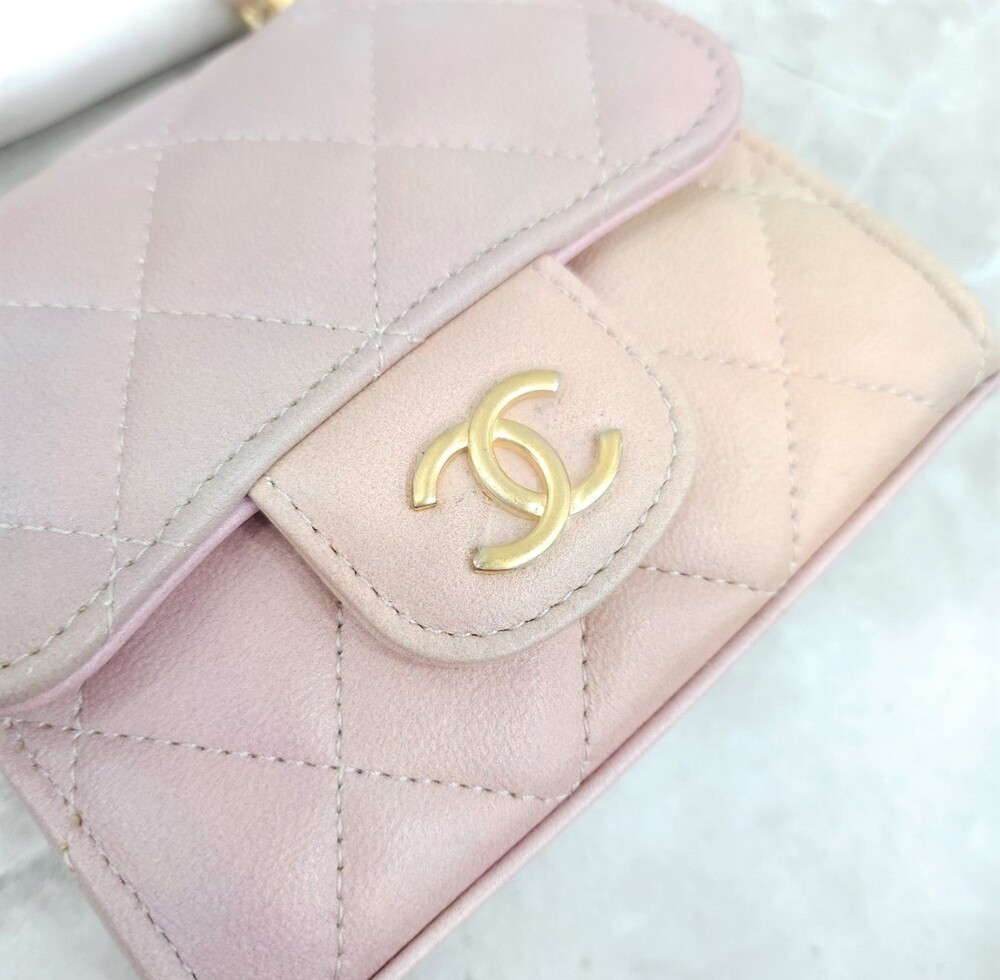 [럭스유] (새상품) 샤넬 탑핸들 체인 미니백 그라데이션 핑크 램스킨