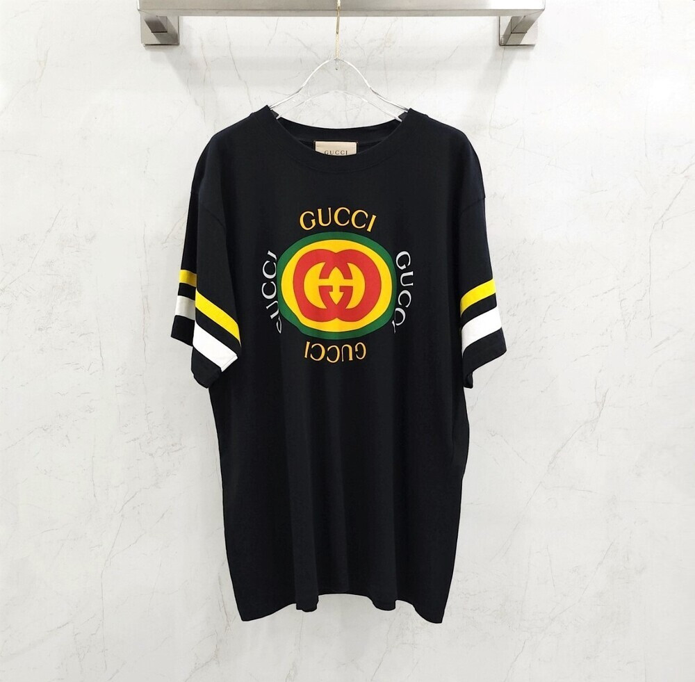 [럭스유] M / 구찌 로고 프린팅 코튼 저지 반팔 티셔츠