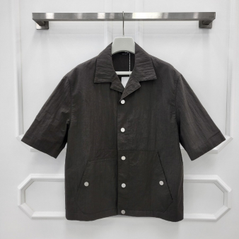 []미다스] 에르메스 남성 반팔 오버 스냅 셔츠 H452400HG5K48 블랙