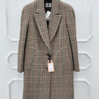 [미다스] 미우미우 오버사이즈 플래드 코트 러스트 38 MS1921