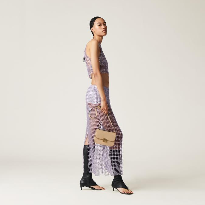 [미다스] 미우미우 로고 레더 숄더백 5BD254 샌드 베이지