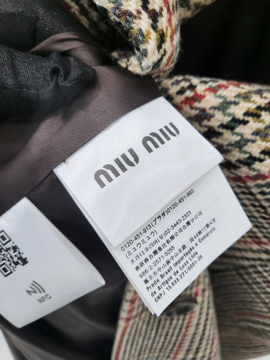 [미다스] 미우미우 오버사이즈 플래드 코트 러스트 38 MS1921