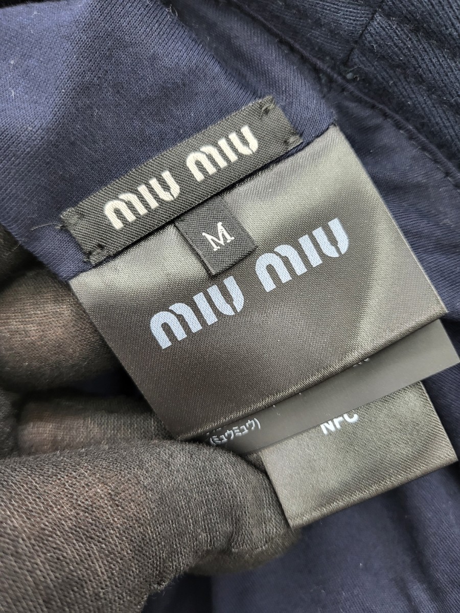 [미다스] 미우미우 로고 코튼 버킷햇 네이비 5HC196