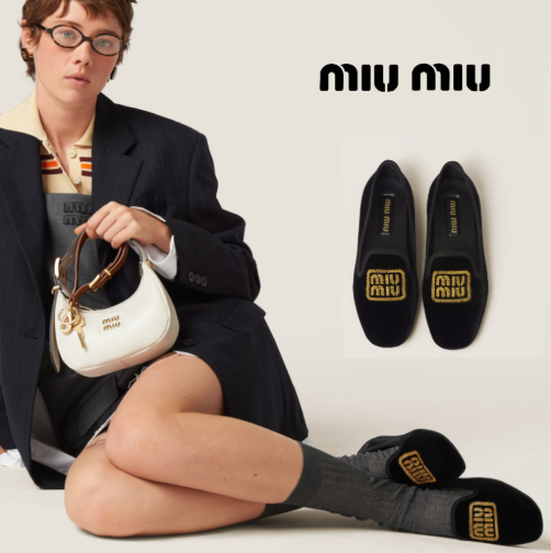 [미다스] 미우미우 벨벳 슬리퍼 블랙 36 5S104E